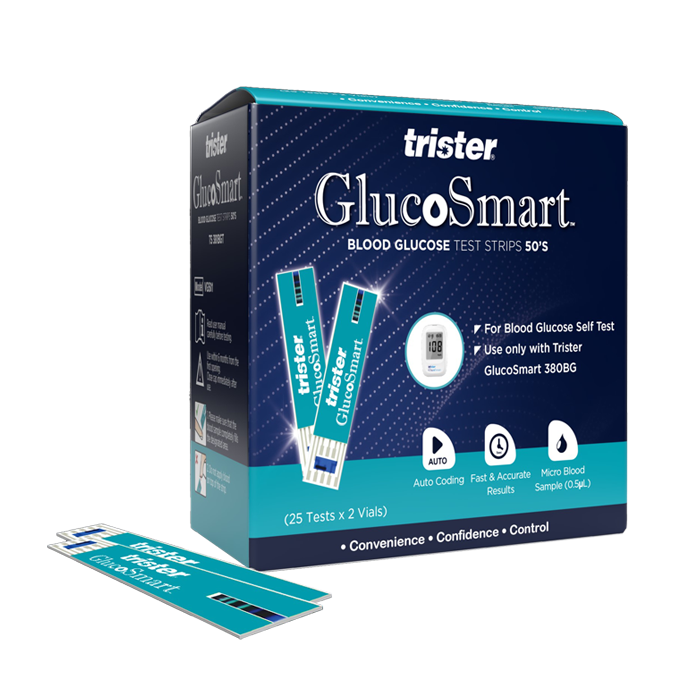 Trister Gluco Smart Blood Glucose Test Strips 50's