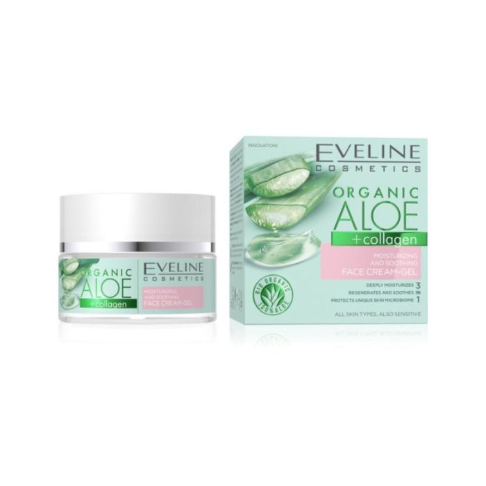 Eveline Organic Aloe+Collagen Moisturizing & Soothing Face Cream-Gel 50ml 