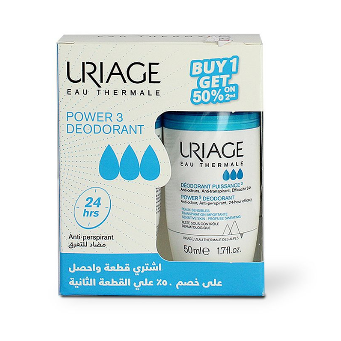 Uriage Power 3 Roll-On Deodorant 50ml (Buy1 Get 2nd @50%) Promo