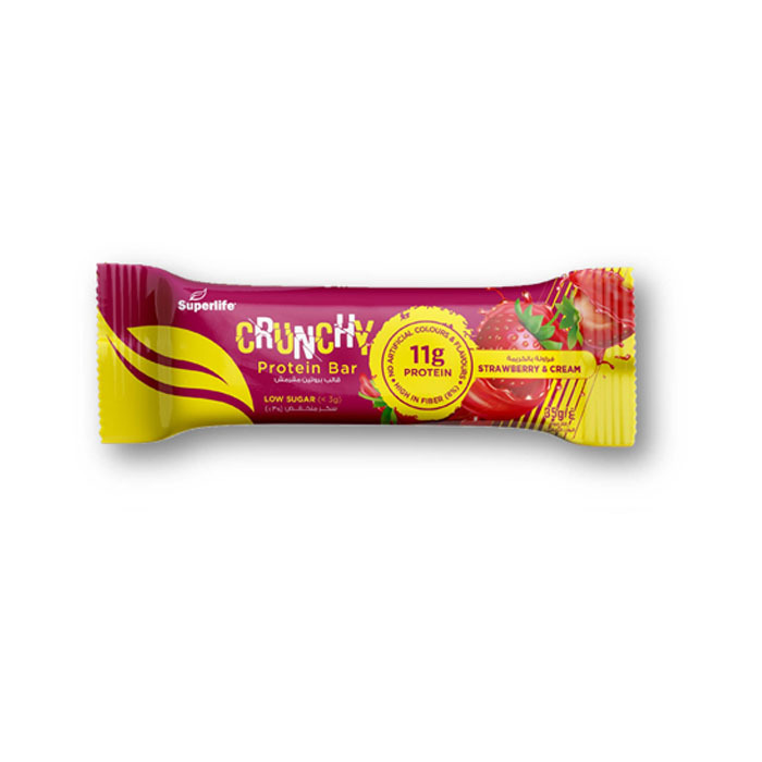 Superlife Crunchy Protein Bar Strawbry&Cream 420g - Box Of 12 Pieces