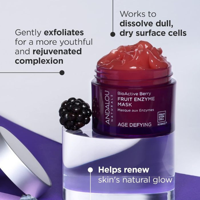 Andalou Age Defying Bioactive 8 Berry Fruit Enzyme Mask, Revitalizing and Firming Exfoliating Treatment, 50ml