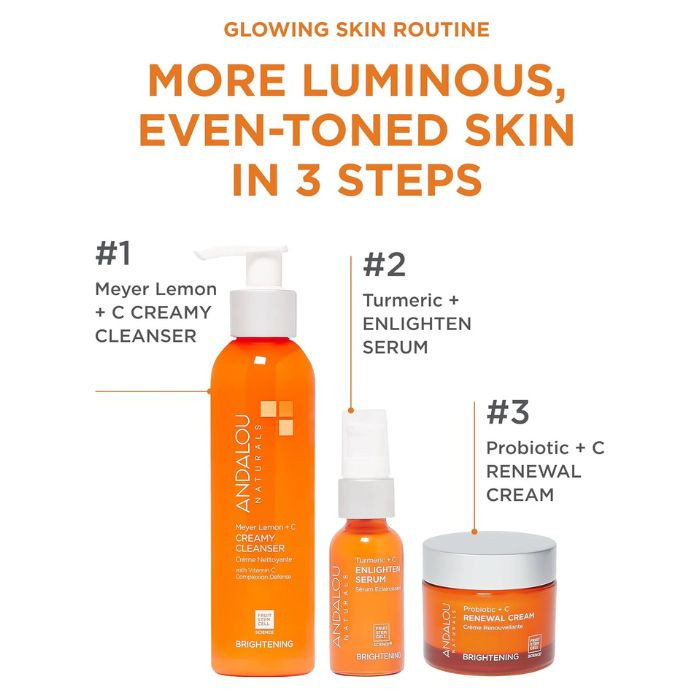 Andalou Brightening Meyer Lemon + C Creamy Cleanser, Illuminating Face Wash, 178ml