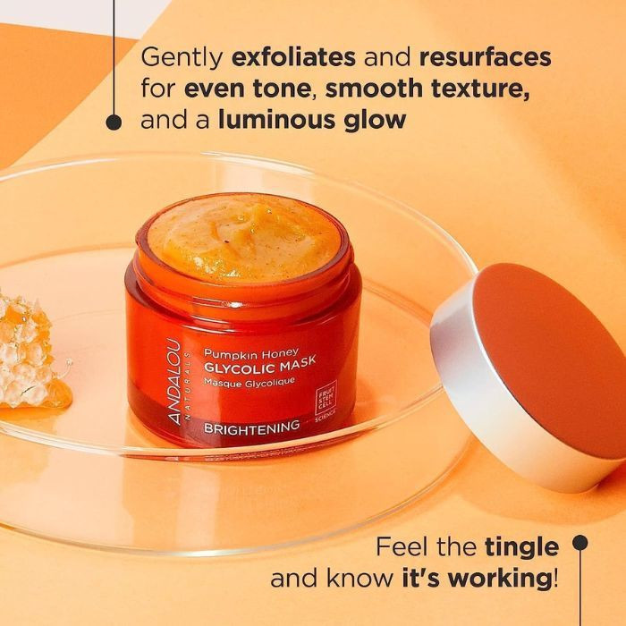 Andalou Brightening Pumpkin Honey Glycolic, Exfoliating and Radiance-Boosting Face Mask, 50ml