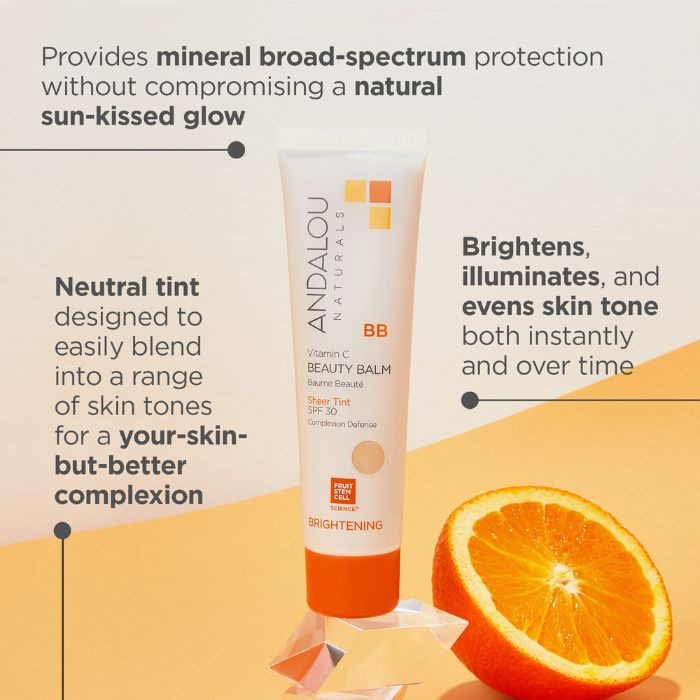 Andalou Brightening Vitamin C BB Beauty Balm Sheer Tint (SPF30) All-in-One Tinted Moisturizer 58ml