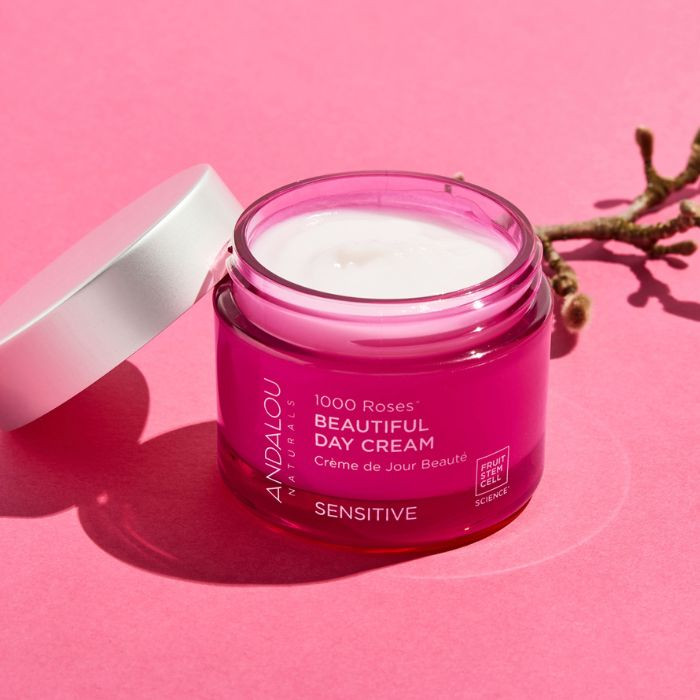 Andalou 1000 Roses Beautiful Day Cream, Hydrating Moisturizer for Sensitive Skin, 50g