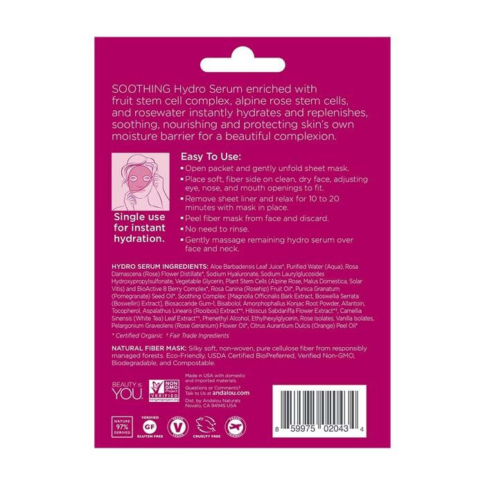 Andalou Instant Hydration Hydro Serum Facial Mask - 6 Pieces