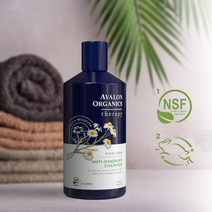 Avalon Organics Anti-Dandruff Shampoo - 2% Salicylic Acid for Itch and Flake Relief with Tea Tree and Aloe Vera - 414ml