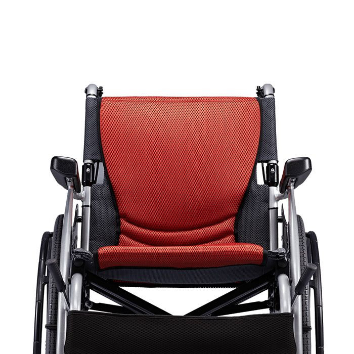 Karma S Ergo Manual Wheel Chair Grey/R Red18" 105F24Wb