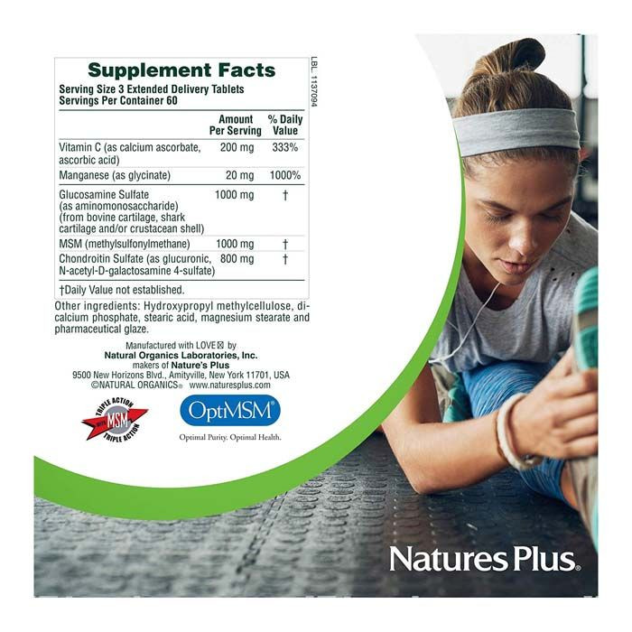 Natures Plus Glucosamine Chondroitin MSM Ultra Rx Joint 180 Tablets