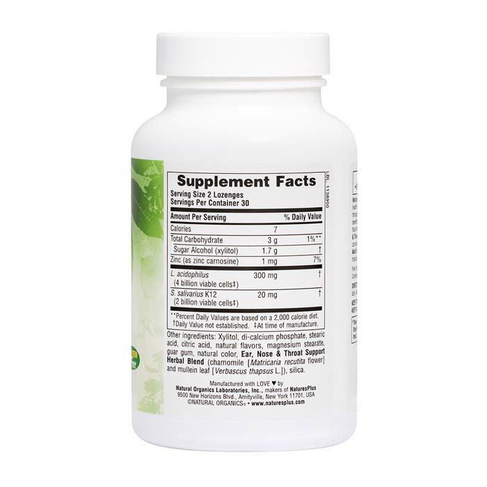 Natures Plus  Adult Ear Nose & Throat Lozenges 60's