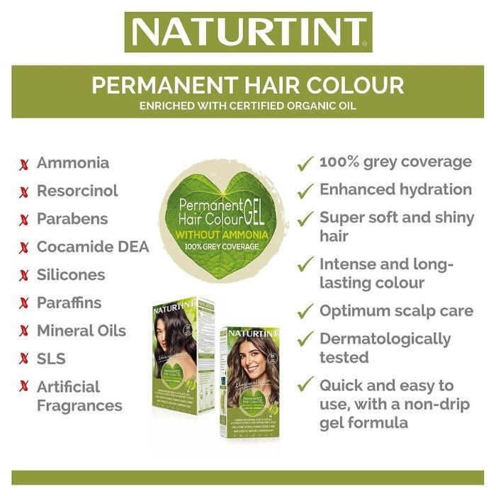 Naturtint 6A Dark Ash Blonde, Ammonia-Free Permanent Hair Color with Quinoa Mask, 165ml