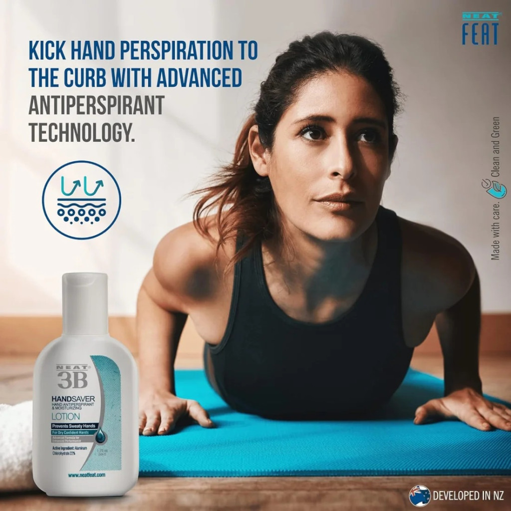 Neat Feat 3B Hand Saver, Hand Antiperspirant Lotion, Prevents Sweat, Dry and Confident, 50ml