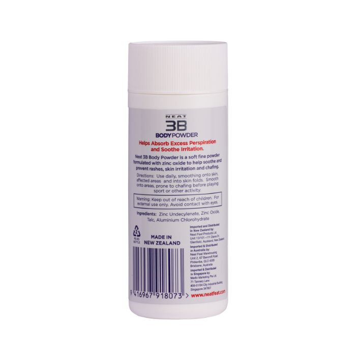 Neat Feat 3B Body Powder Anti-Chafing and Sweat Absorbing, Soothes Skin Irritation, 125g