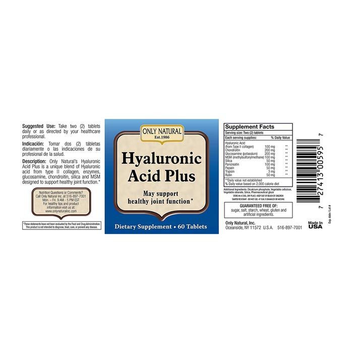 Buy Only Natural Hyaluronic Acid Plus 60 Tablets Life Pharmacy