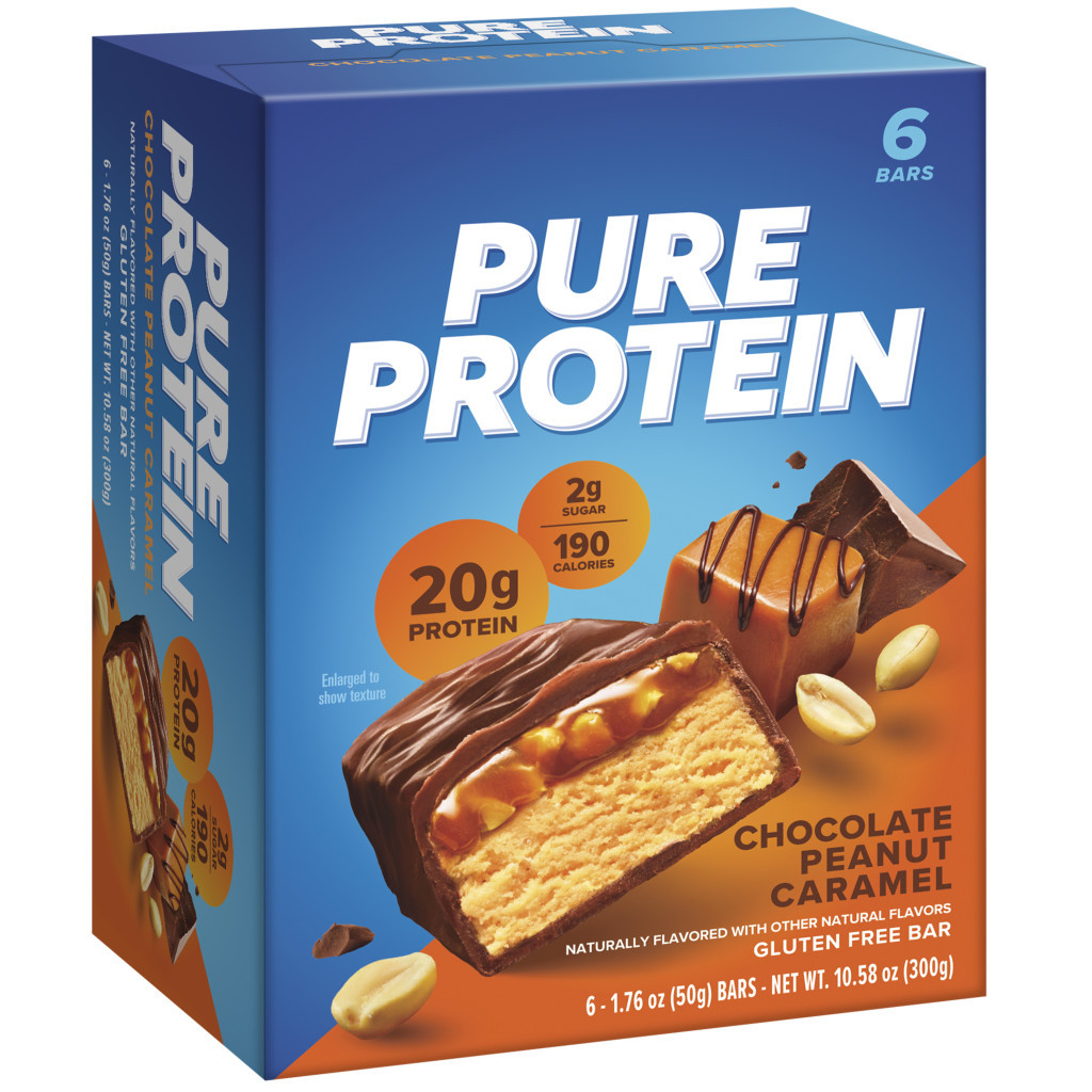 Pure Protein Bar Chocolate Peanut Caramel, High Protein, Low Sugar Snack , Gluten-Free Fuel On the Go 50g -Box of 6