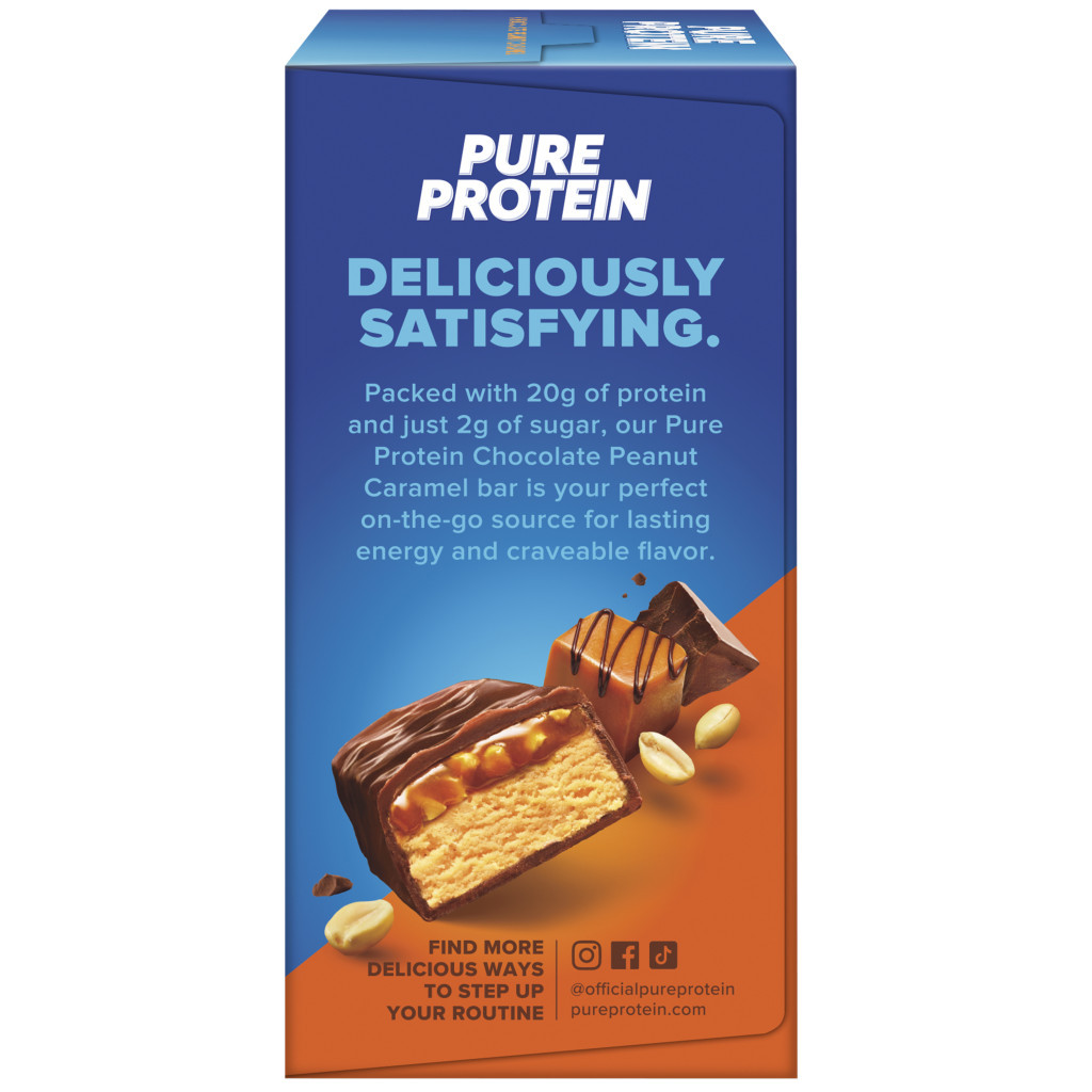 Pure Protein Bar Chocolate Peanut Caramel, High Protein, Low Sugar Snack , Gluten-Free Fuel On the Go 50g -Box of 6