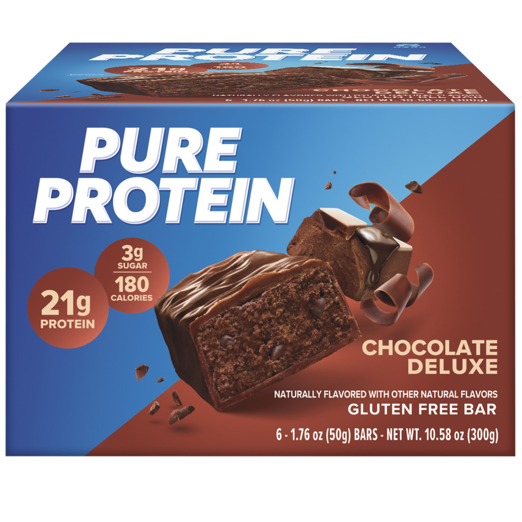 Pure Protein Chocolate Deluxe Bars, High Protein, Low Sugar Snack, Gluten-Free, On-the-Go Muscle Fuel 50g -Box of 6