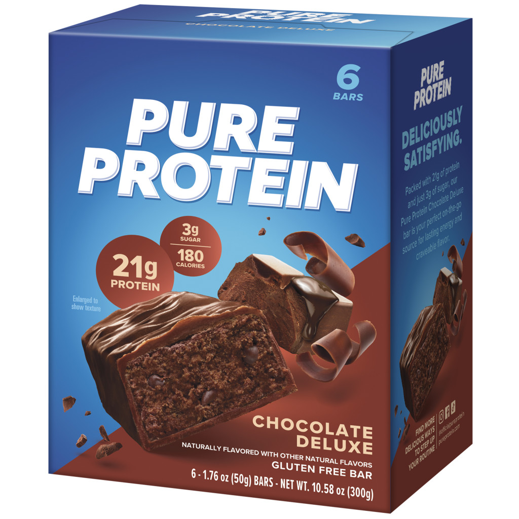 Pure Protein Chocolate Deluxe Bars, High Protein, Low Sugar Snack, Gluten-Free, On-the-Go Muscle Fuel 50g -Box of 6