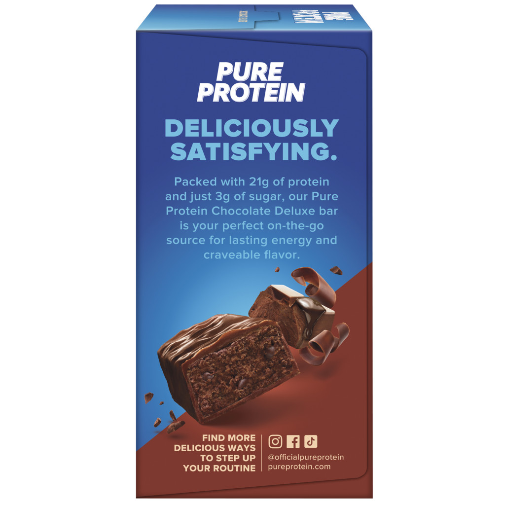 Pure Protein Chocolate Deluxe Bars, High Protein, Low Sugar Snack, Gluten-Free, On-the-Go Muscle Fuel 50g -Box of 6