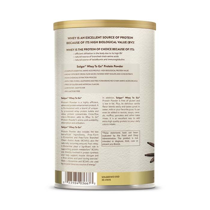 Solgar Whey To Go Nat Vanilla Bean Flavor 12 Oz
