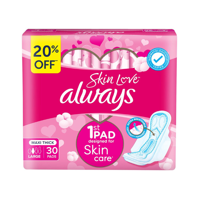 Always Napkin Cotton Skin Love Maxi Thick Pads 30S 20% Off