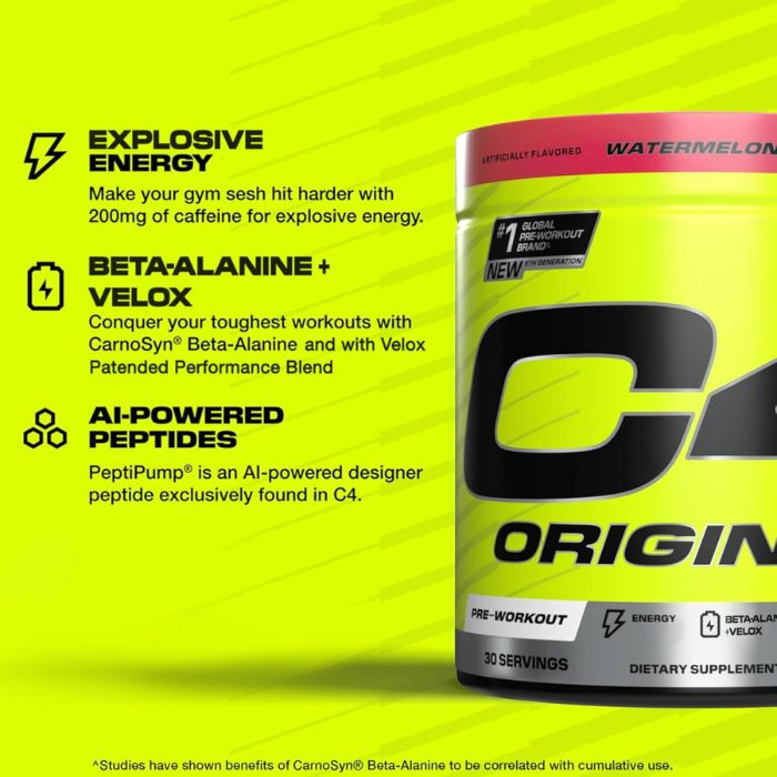 Cellucor C4 Pre-Workout Watermelon, Energy, Pump & Focus Booster for Training Performance, 30 Servings