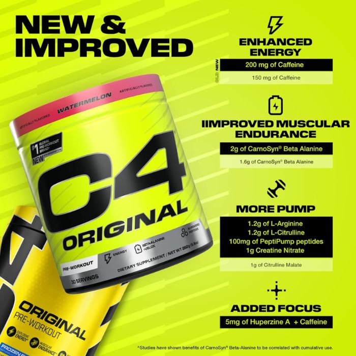 Cellucor C4 Pre-Workout Watermelon, Energy, Pump & Focus Booster for Training Performance, 30 Servings