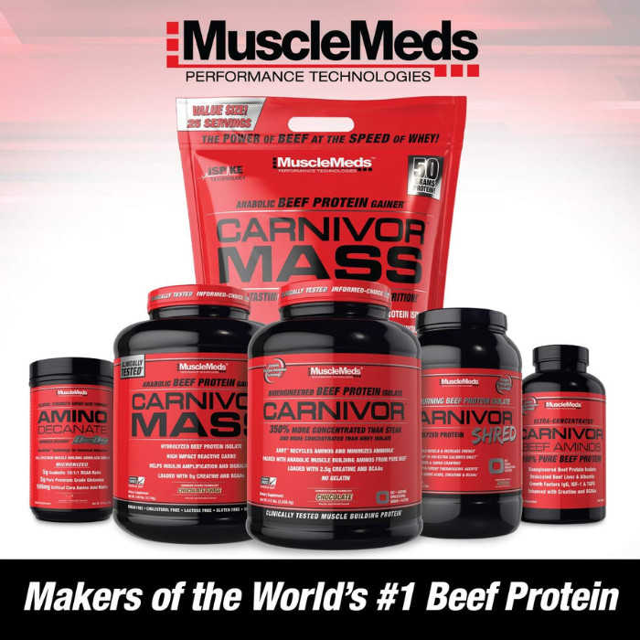 Muscle Meds Carnivor Beef Protein Isolate - Free of Lactose & Sugar, Zero Fat, Fast Absorption, Vanilla Caramel - 1.95 lbs