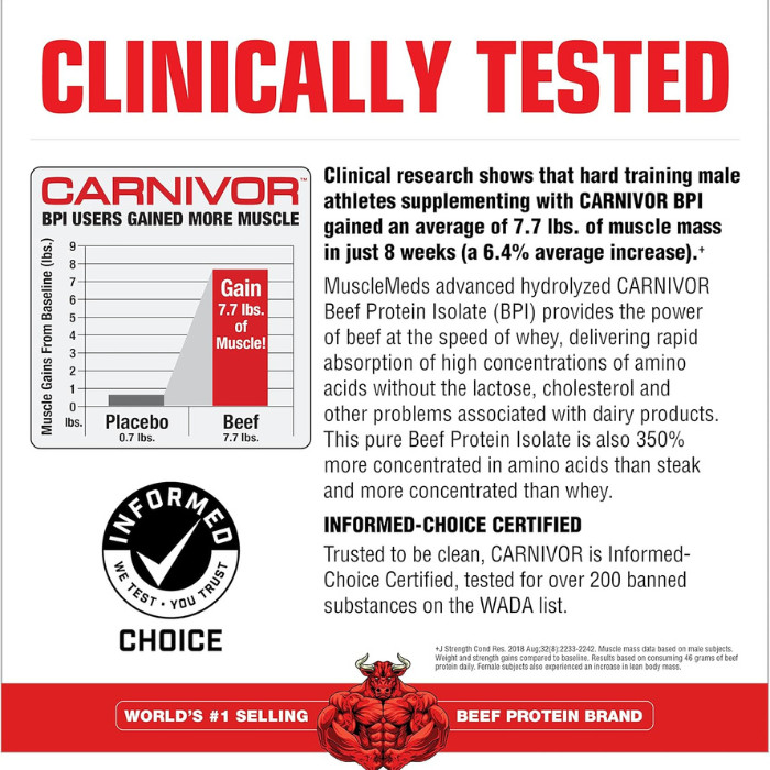 Muscle Meds Carnivor - Hydrolyzed Beef Protein Isolate for Muscle Growth & Recovery, Fruit Punch - 3.67 lbs