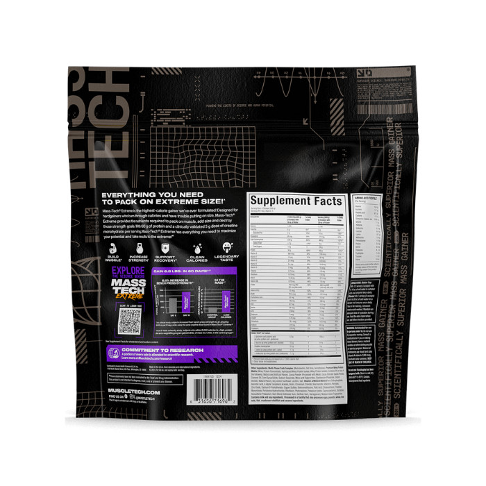 Muscle Tech Mass Tech Extreme Triple Chocolate Brownie, High-Calorie Mass Gainer for Muscle Strength, 6 lb
