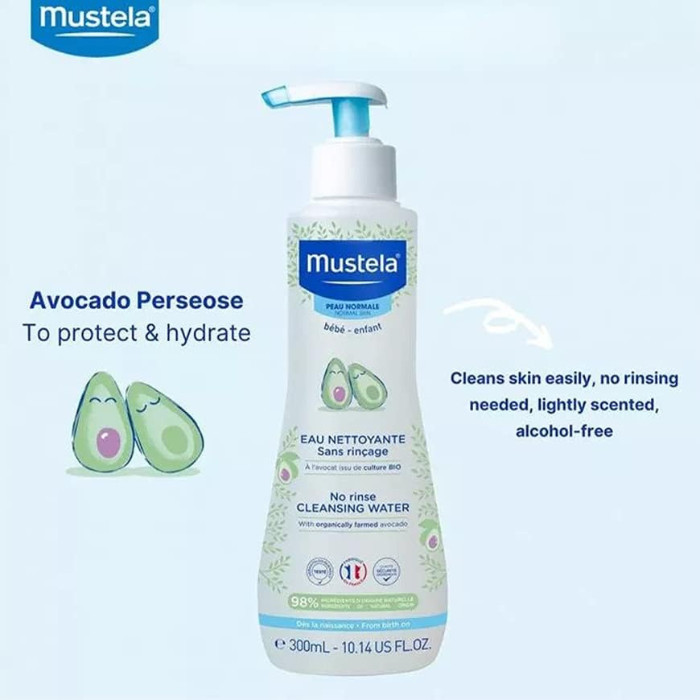Mustela No Rinse Cleansing Water – Micellar Water for Baby Face, Body & Diaper Area, No-Rinse Formula 300ml