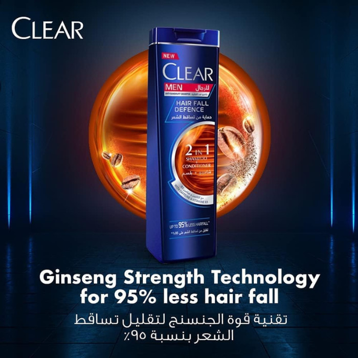 Clear Men 2-in-1 Anti-Dandruff Hair Fall Defence Shampoo & Conditioner with Coffee & Ginseng - 400ml