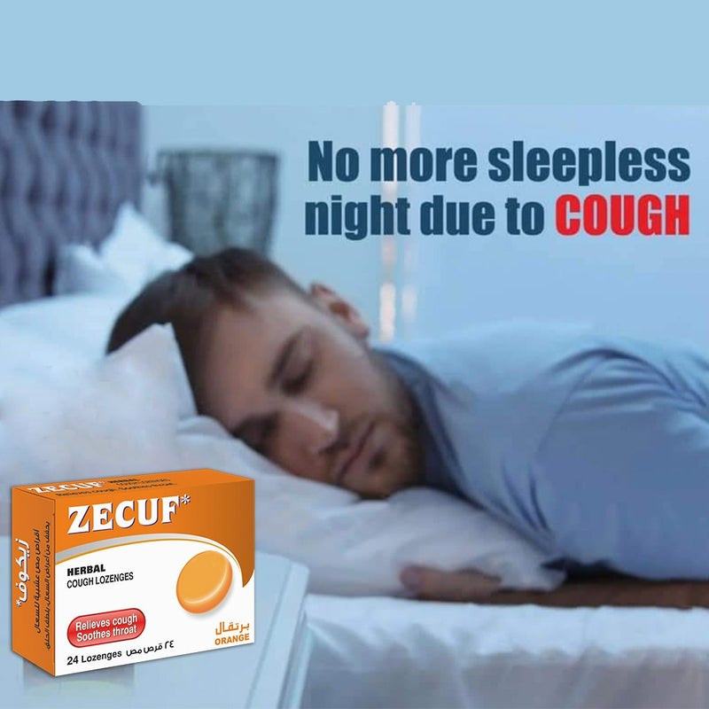 Zecuf Lozenges Orange – Herbal Cough & Throat Relief, Soothes Sore Throat, Dry Cough & Hoarseness – 24's