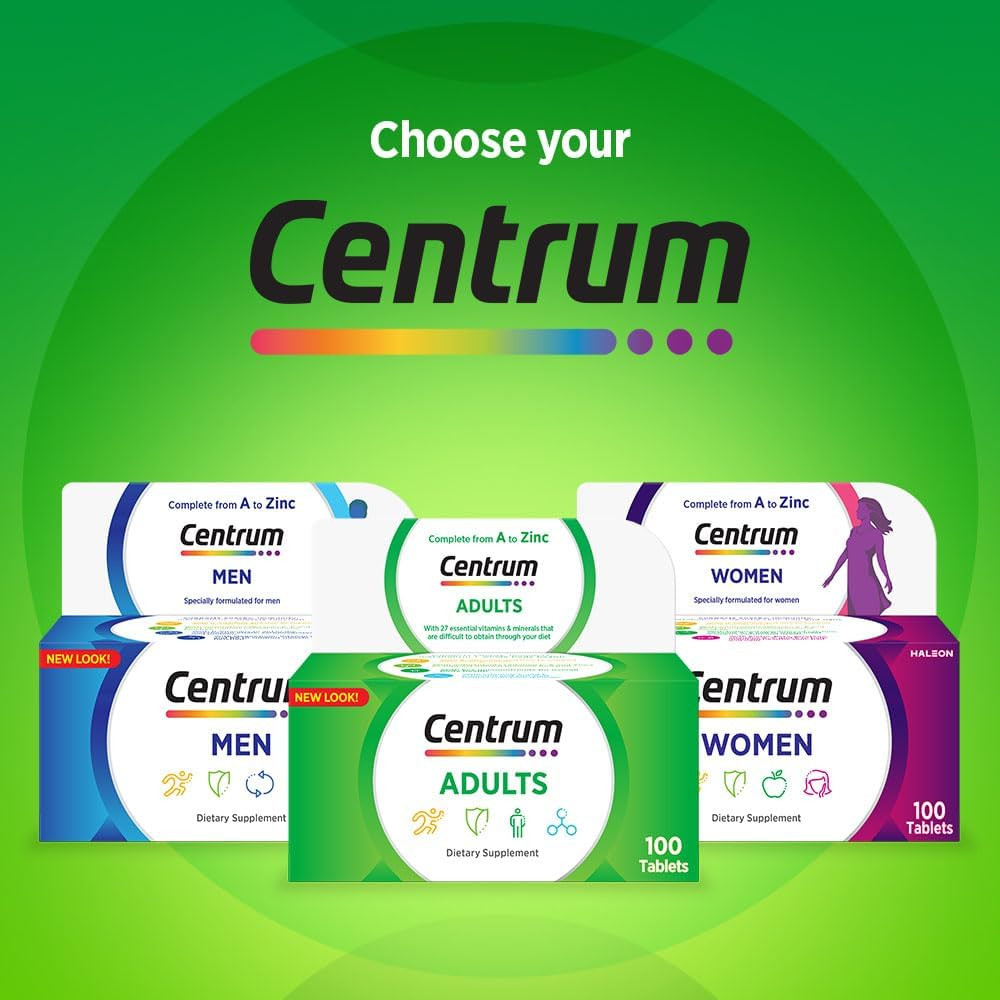 Centrum Adult Multivitamin, Complete Daily Vitamins & Minerals for Energy, Immunity & Wellness, 100 Tablets
