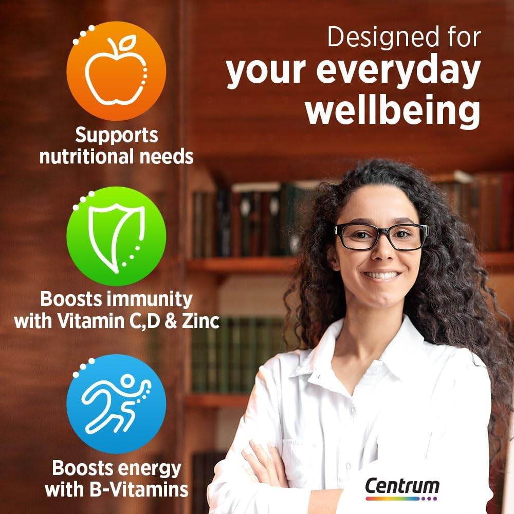 Centrum Adult Multivitamin, Complete Daily Vitamins & Minerals for Energy, Immunity & Wellness, 100 Tablets