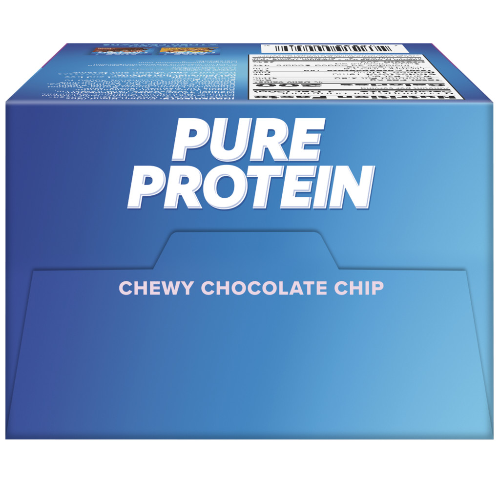 Pure Protein Chewy Chocolate Chip Bars, High Protein, Low Sugar Snack, Gluten-Free, On-the-Go Fuel 50g – Box of 6