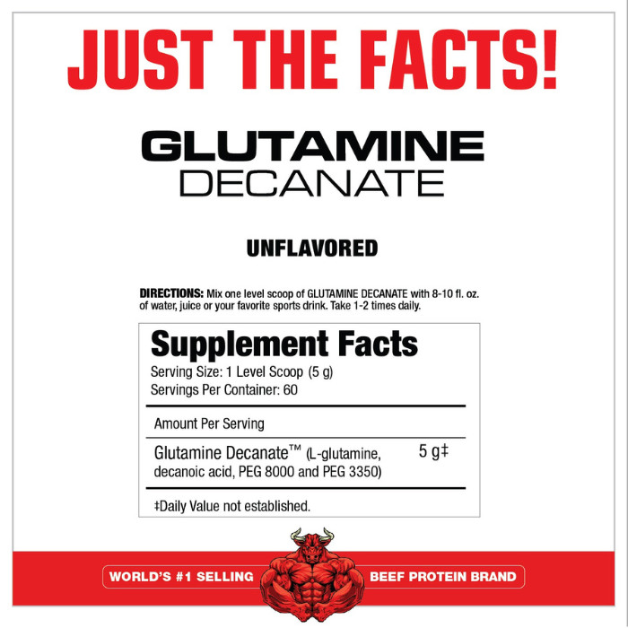 Muscle Meds Glutamine Decanate, Micronized L-Glutamine for Muscle Recovery, Unflavored - 300g