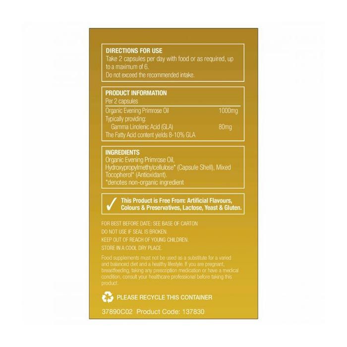 Natures Aid Organic Evening Primrose Oil 90 Vegetable capsules