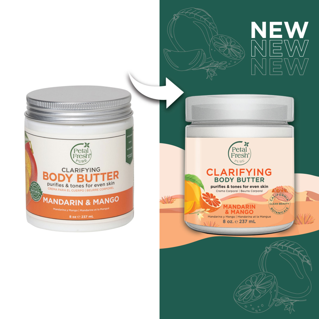 Petal Fresh Pure Mandarin and Mango Body Butter, Deep Moisturizing Vegan Body Cream, 237ml