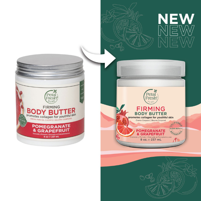 Petal Fresh Pure Pomegranate & Grapefruit Body Butter -Deep Moisture, Firming Care for Dry & Dull Skin 8 oz