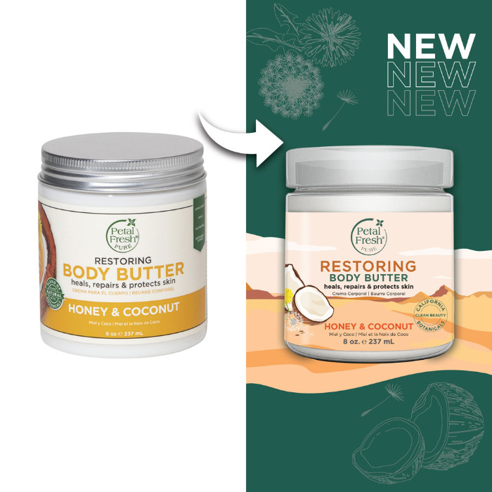 Petal Fresh Pure Honey & Coconut Body Butter - Deep Nourishing Moisturizer for Dry Skin with Organic Botanicals 8 oz