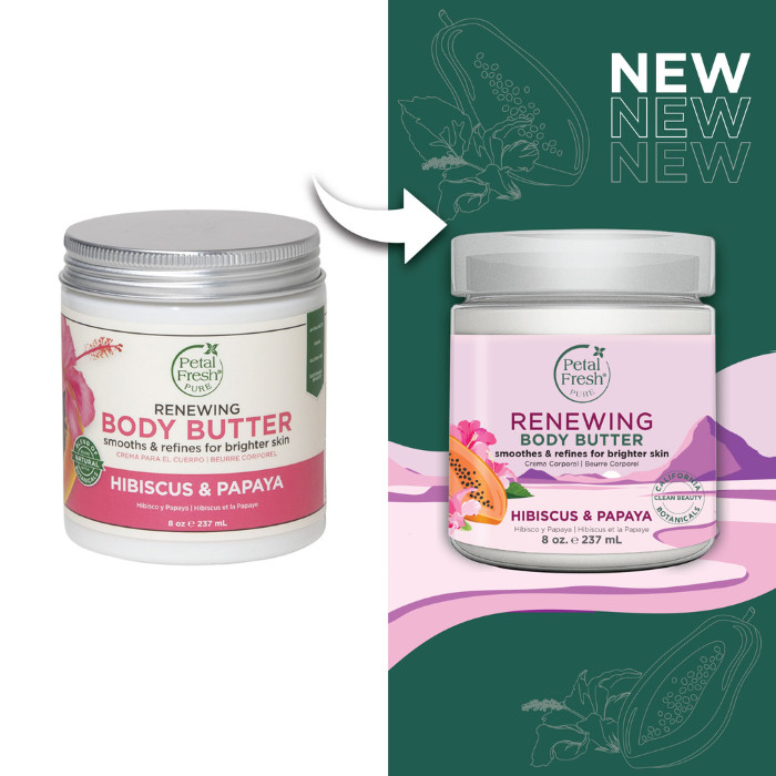 Petal Fresh Pure Hibiscus & Papaya Body Butter - Brightening & Deep Moisture Cream with Organic Botanicals for Dry Skin 8 oz