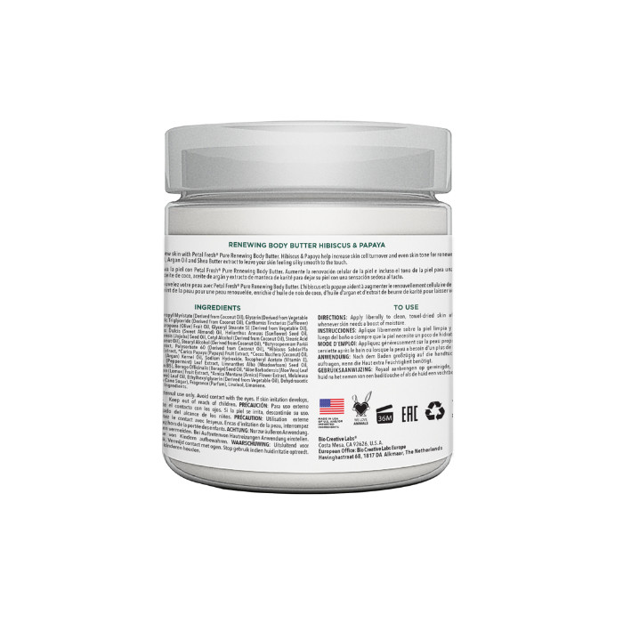 Petal Fresh Pure Hibiscus & Papaya Body Butter - Brightening & Deep Moisture Cream with Organic Botanicals for Dry Skin 8 oz