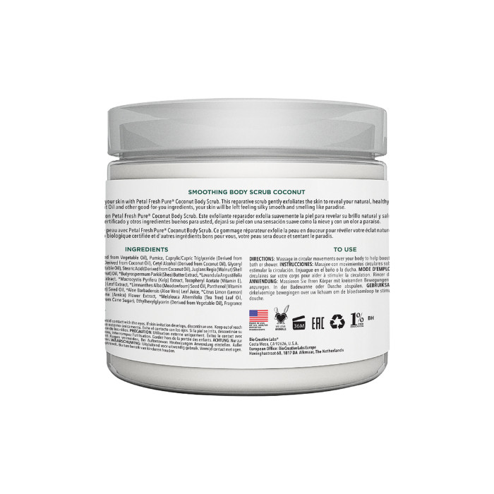 Petal Fresh Pure Coconut Oil Body Scrub- Deep Cleansing, Moisturizing, Natural Exfoliant for Smooth, Radiant Skin 16 oz