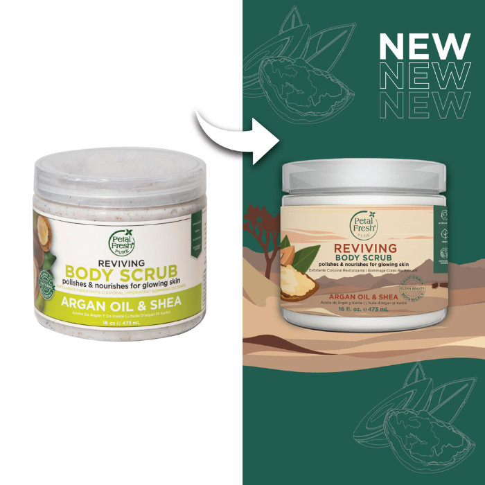 Petal Fresh Pure Argan Oil & Shea Body Scrub -Deep Exfoliation, Hydrating Vegan Scrub for Smooth, Radiant Skin 16 oz
