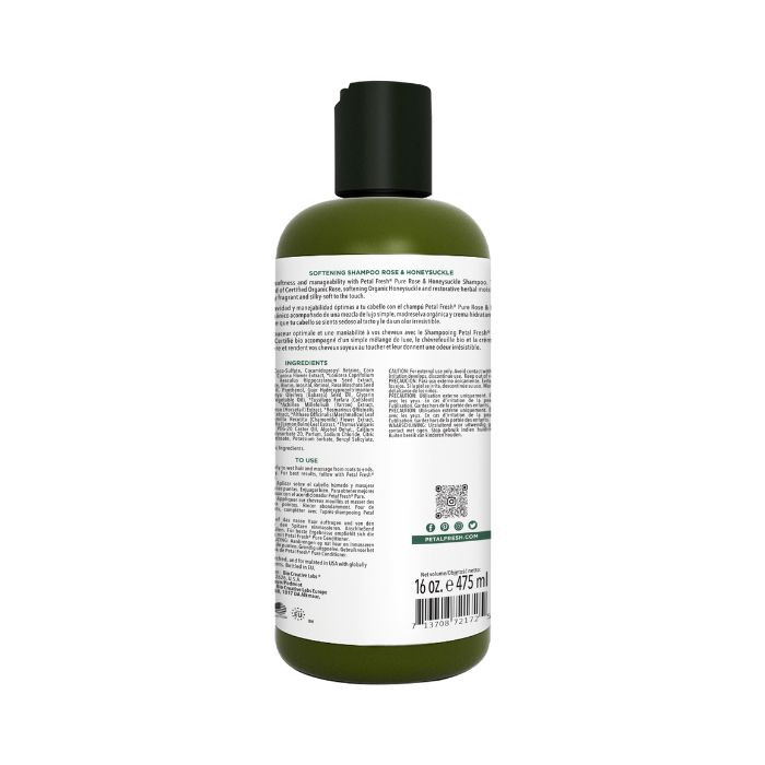 Petal Fresh Pure Rose and Honeysuckle Shampoo, Softening, Hydrating, Vegan Botanical Hair Cleanser, 475ml