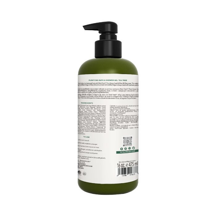 Petal Fresh Pure Tea Tree Purifying Bath & Shower Gel, Refreshing, Natural Body Cleanser, 475ml