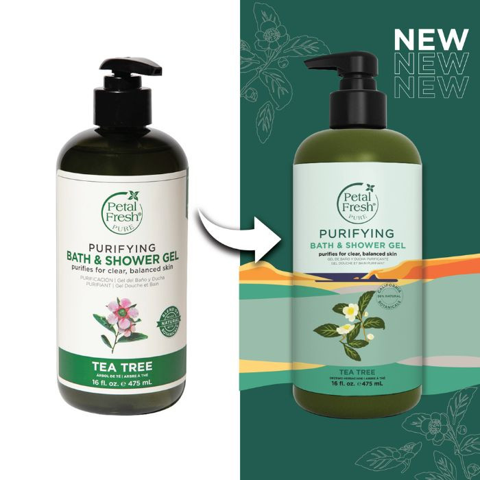 Petal Fresh Pure Tea Tree Purifying Bath & Shower Gel, Refreshing, Natural Body Cleanser, 475ml