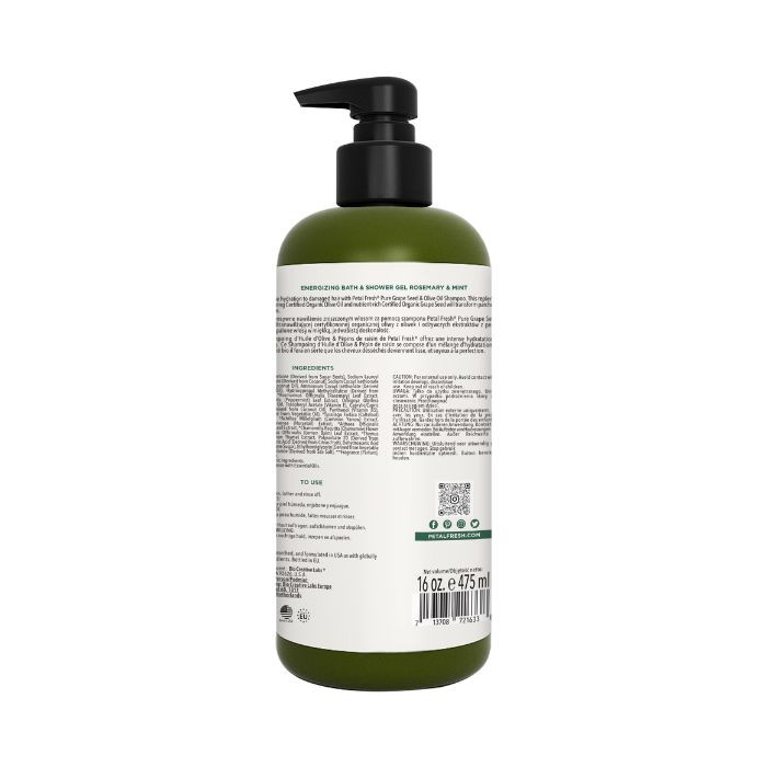 Petal Fresh Pure Energizing Rosemary and Mint Bath & Shower Gel, Cleanse & Refresh, 475ml