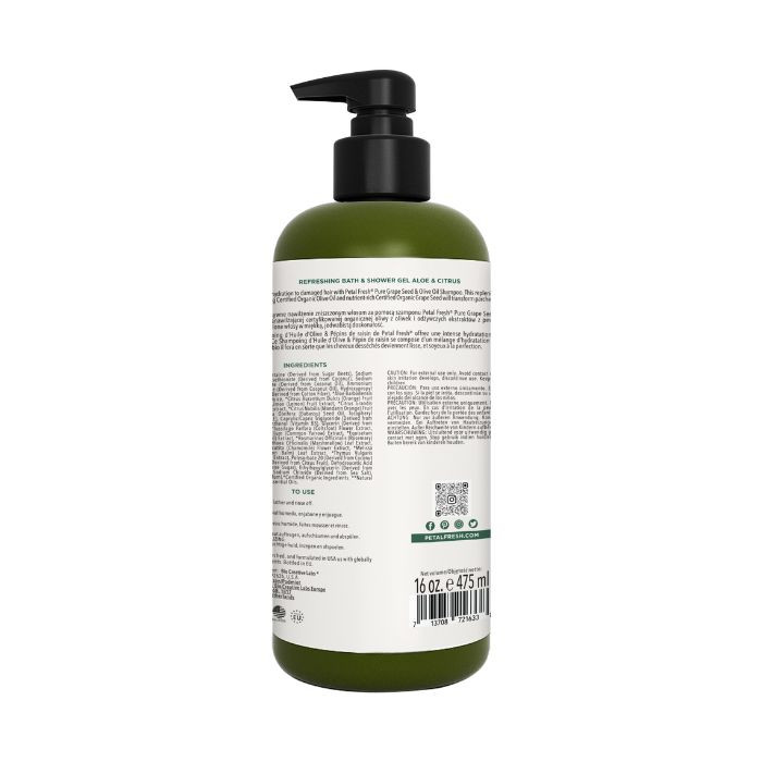 Petal Fresh Pure Refreshing Aloe and Citrus Bath & Shower Gel, Hydrating Daily Body Cleanser, 475ml